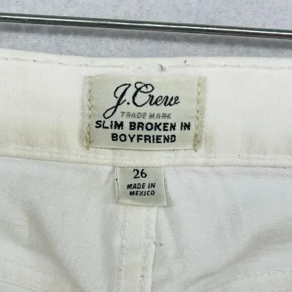 J.CREW Jeans Womens 26 Slim Broken in Boyfriend Stretch Denim Cotton White - Picture 5 of 14